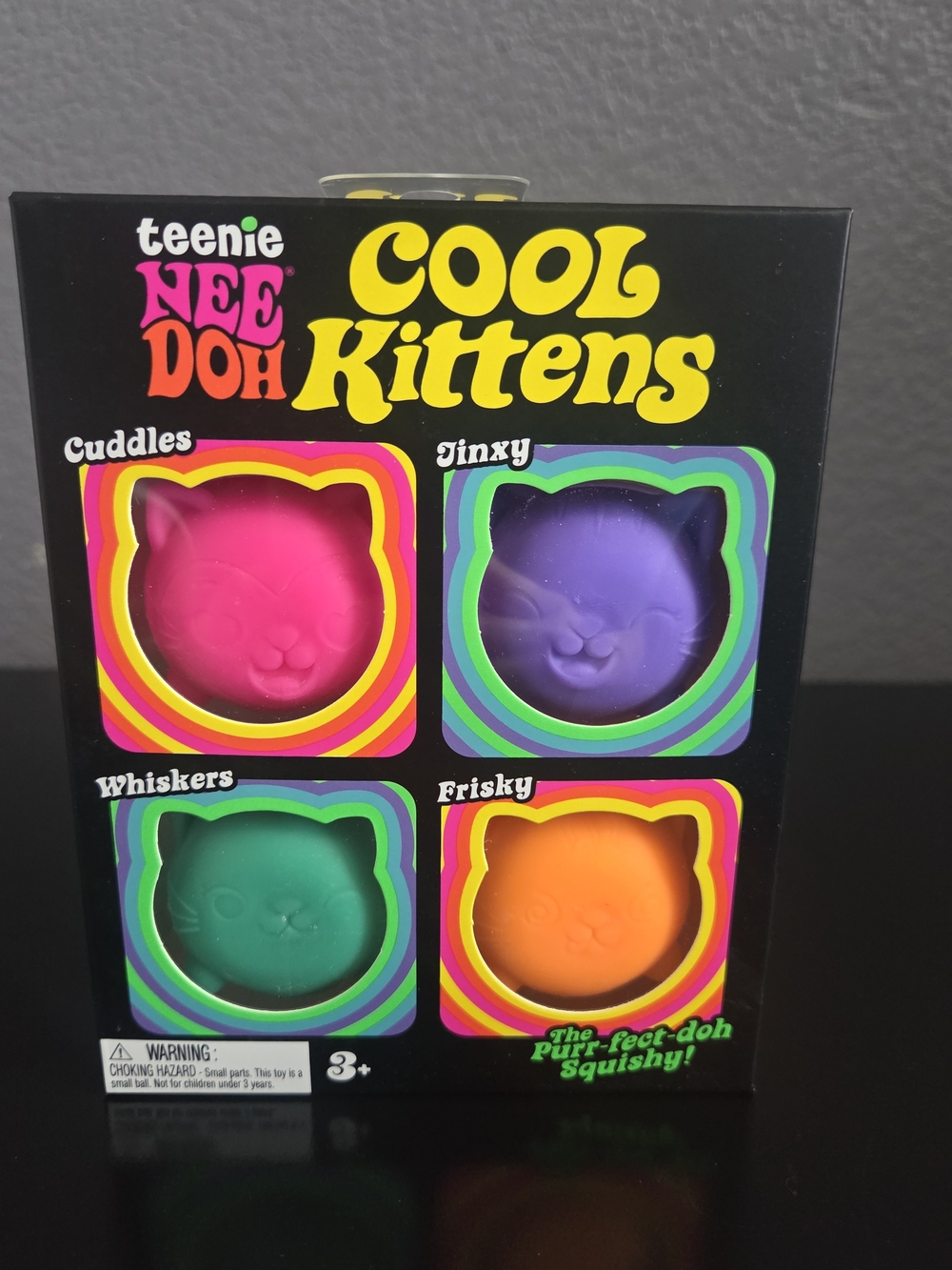 teenie NEE DOH Cool Kittens Squishy Set - Hot Pink, Purple, Teal, Orange